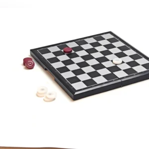 Fophop Magnetic Travel Checkers Set with Folding Storage Board