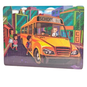Fophop School Bus Wooden Jigsaw Puzzle