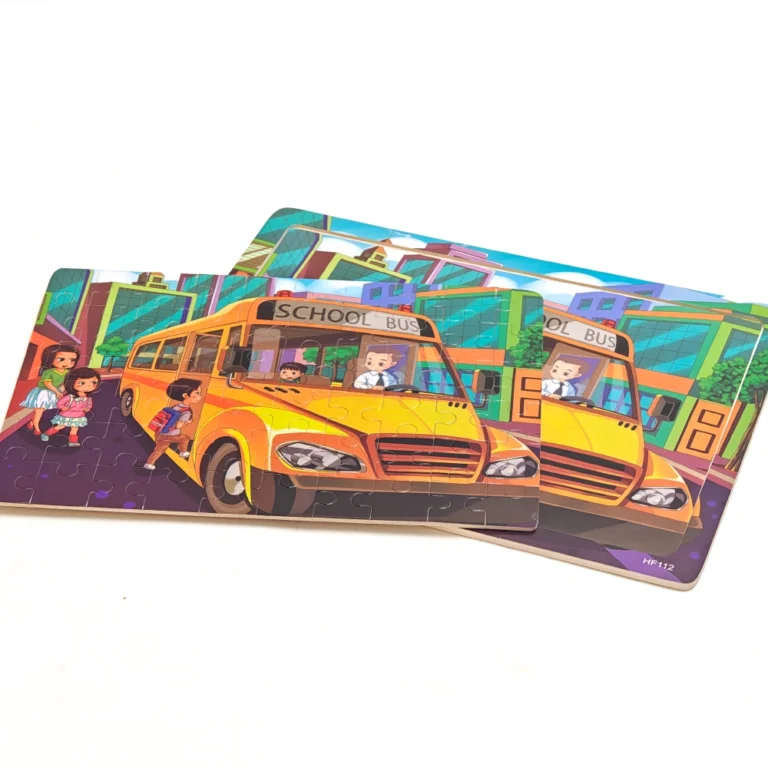 Fophop School Bus Wooden Jigsaw Puzzle