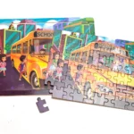 Fophop School Bus Wooden Jigsaw Puzzle